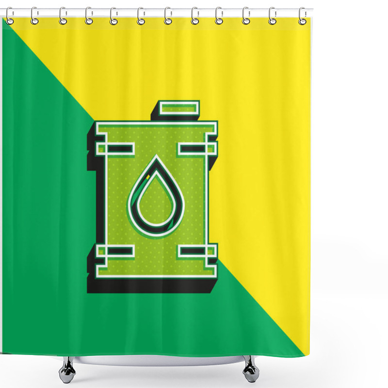 Personality  Barrel Green And Yellow Modern 3d Vector Icon Logo Shower Curtains