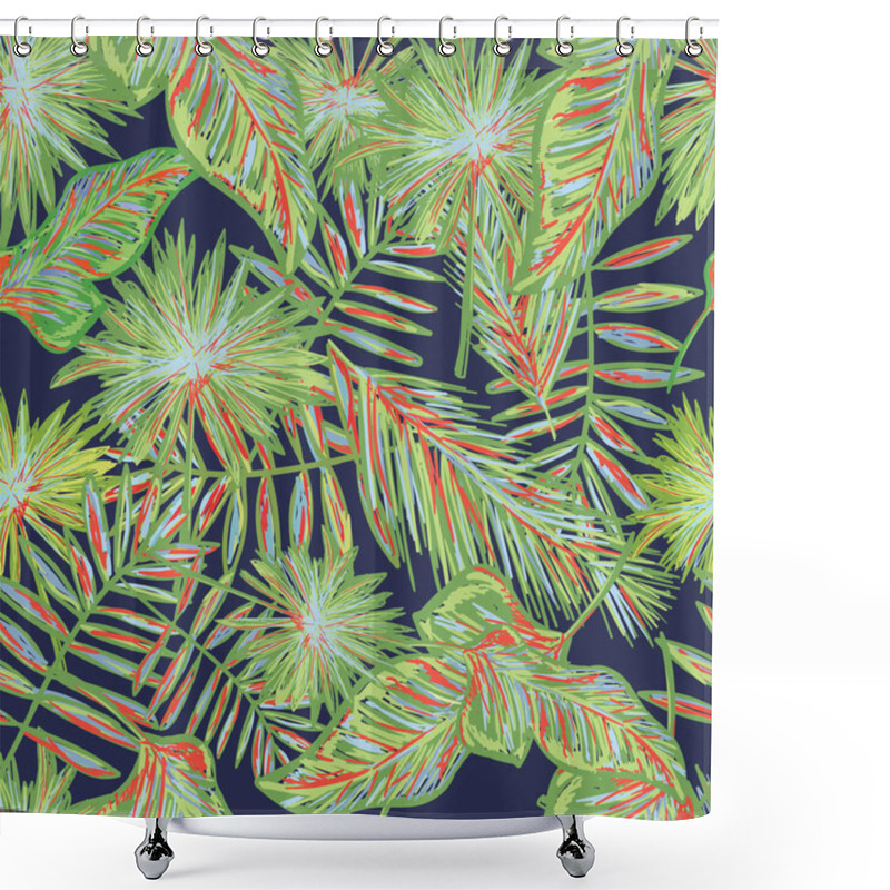 Personality  Grunge Tropical Palm Leaves Seamless Pattern ,free Style Jungle Floral Background For T-shirts, Clothes Shower Curtains