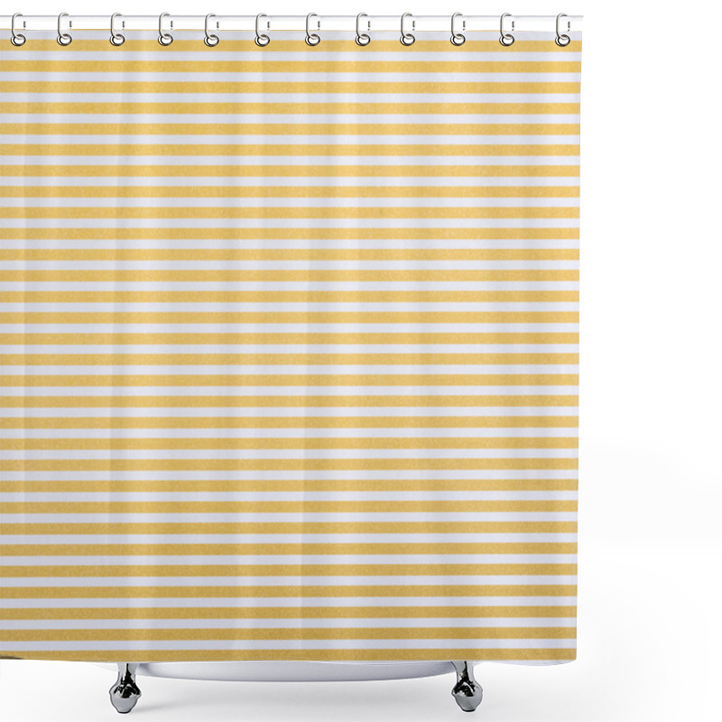 Personality  Yellow And White Horizontal Lines Wrapper Design Shower Curtains