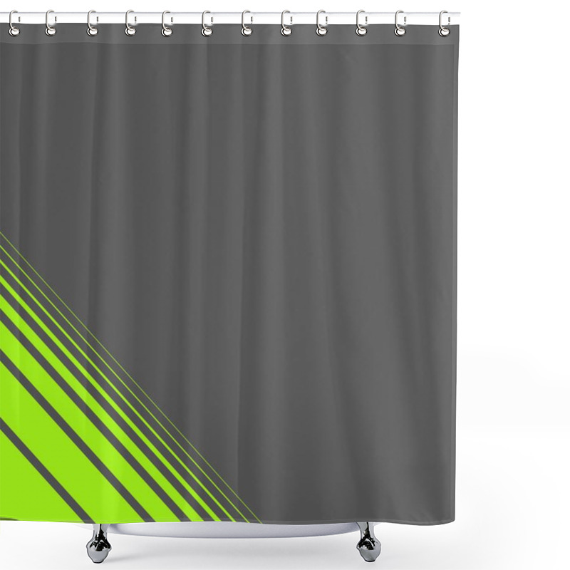 Personality  Modern Gray Background With Diagonal Green Lines Shower Curtains