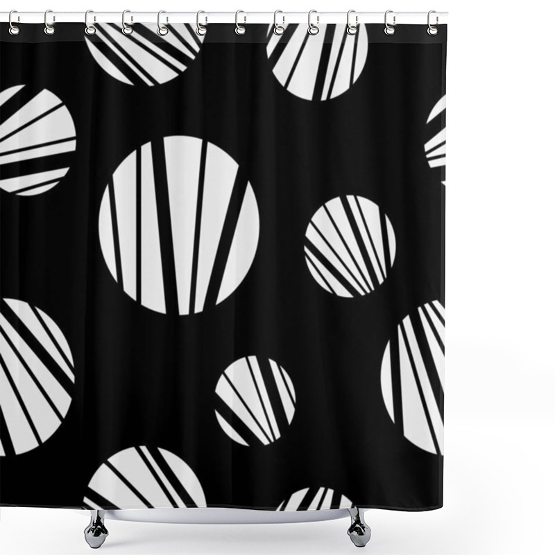 Personality  Round Striped Shapes, Vector Illustration. Seamless Style Geometry Pattern Shower Curtains