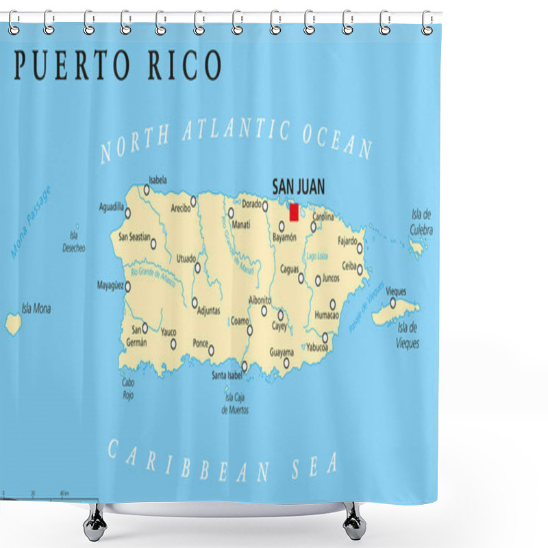 Personality  Puerto Rico Political Map Shower Curtains