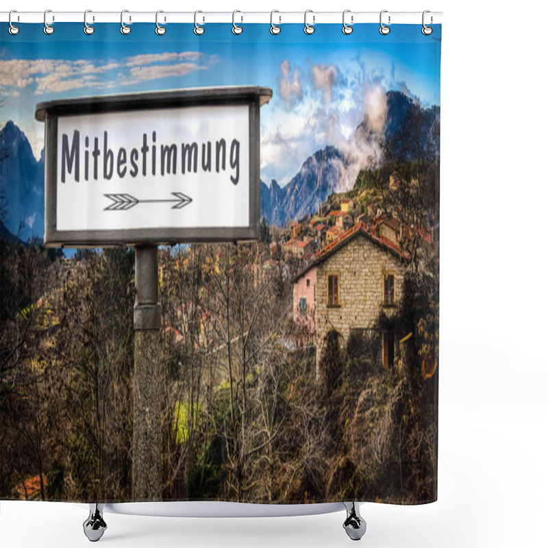 Personality  A Picture With Signposts In The Direction Of Co-determination In German Shower Curtains