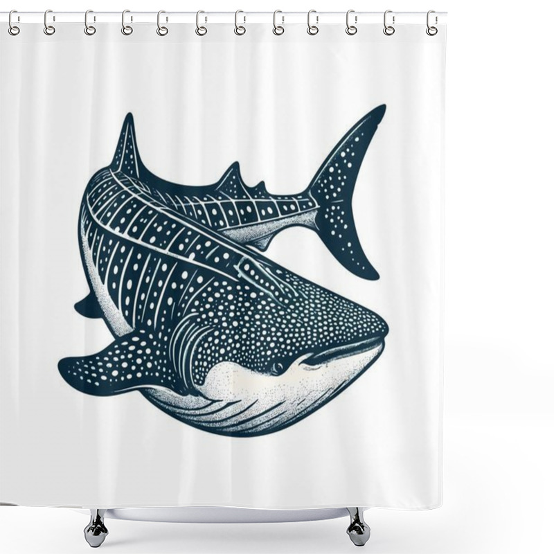 Personality  Whale Shark Hand Drawn Vector Illustration Shower Curtains