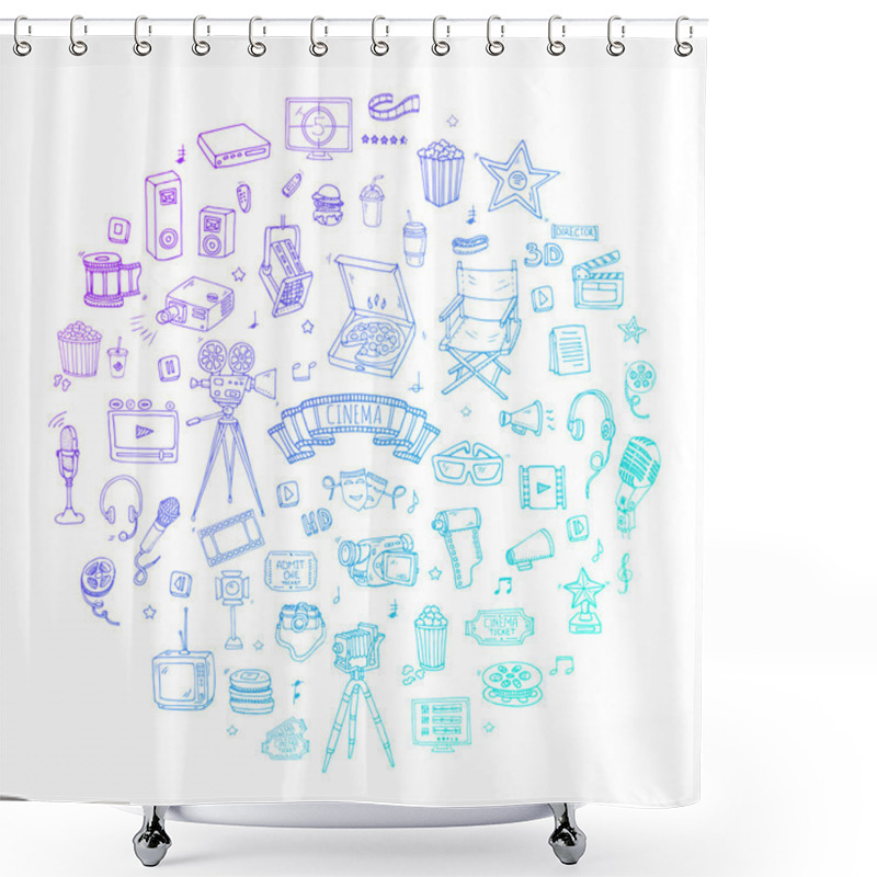 Personality  Cinema Icons Set Shower Curtains