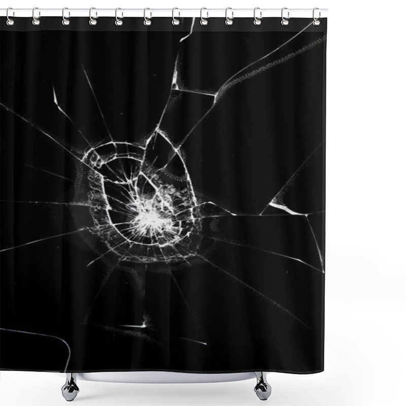 Personality  Texture Broken Glass With Cracks. Abstract Of Cracked Screen Smartphone From Shock. Shower Curtains