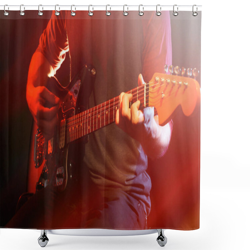 Personality  Young Man Playing On Guitar  Shower Curtains