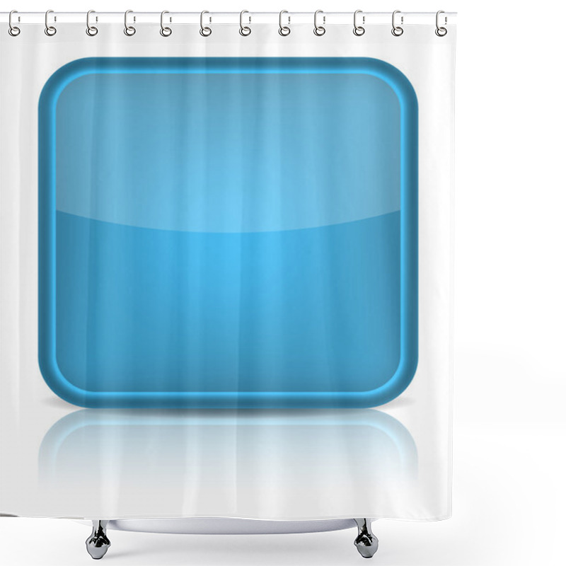 Personality  Blue Glossy Blank Internet Button. Shower Curtains