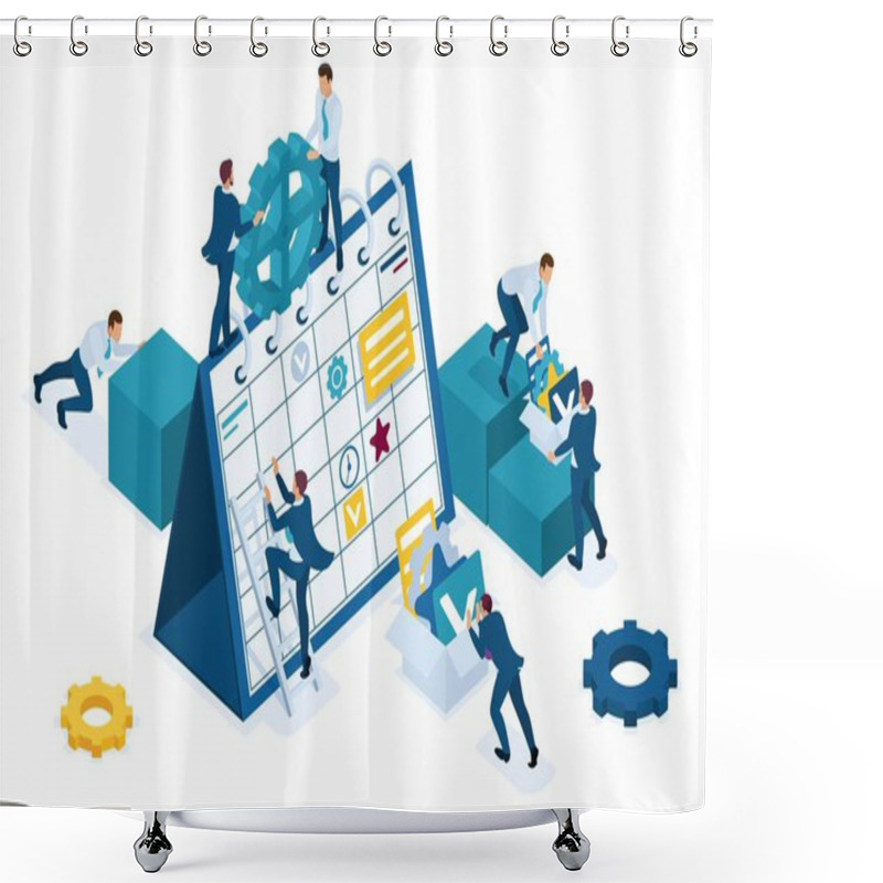 Personality  Isometric Businessmen Make A Business Plan For The Next Month. Concept For Web Design Shower Curtains