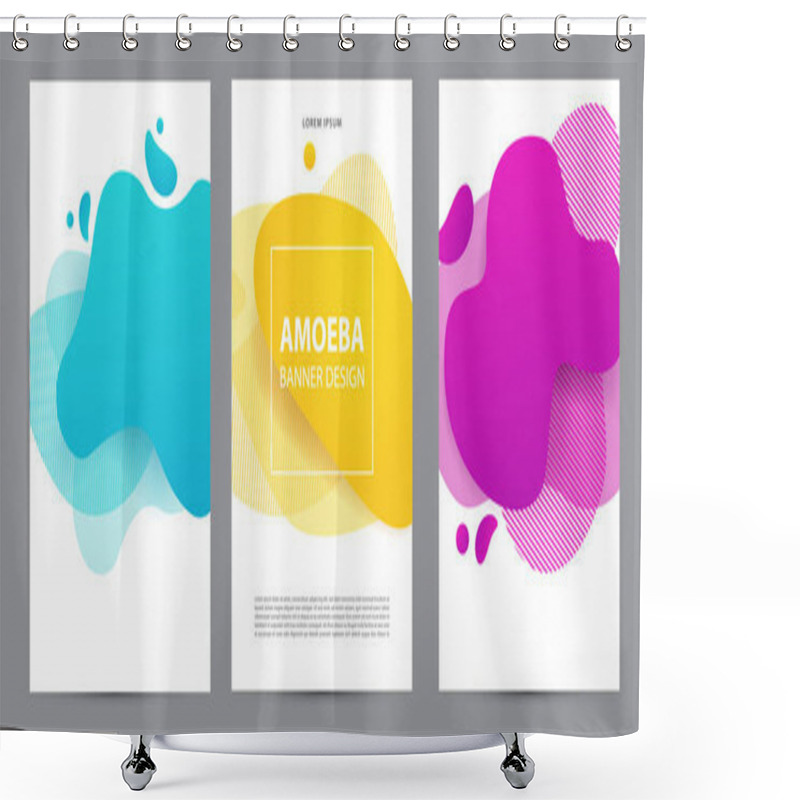 Personality  Amoeba Funky Design For Print Products. Dynamic Style Banner Set With Amoeba Funky Gradient Elements. Creative For Poster, Web, Landing, Page, Cover, Ad, Greeting, Card, Social Media, Promotion. Shower Curtains