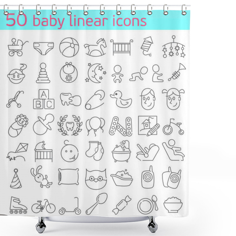 Personality  50 Line Baby Icons Shower Curtains