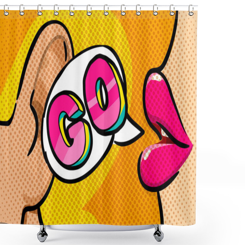 Personality  Female Lips With Speech Bubble Go Shower Curtains