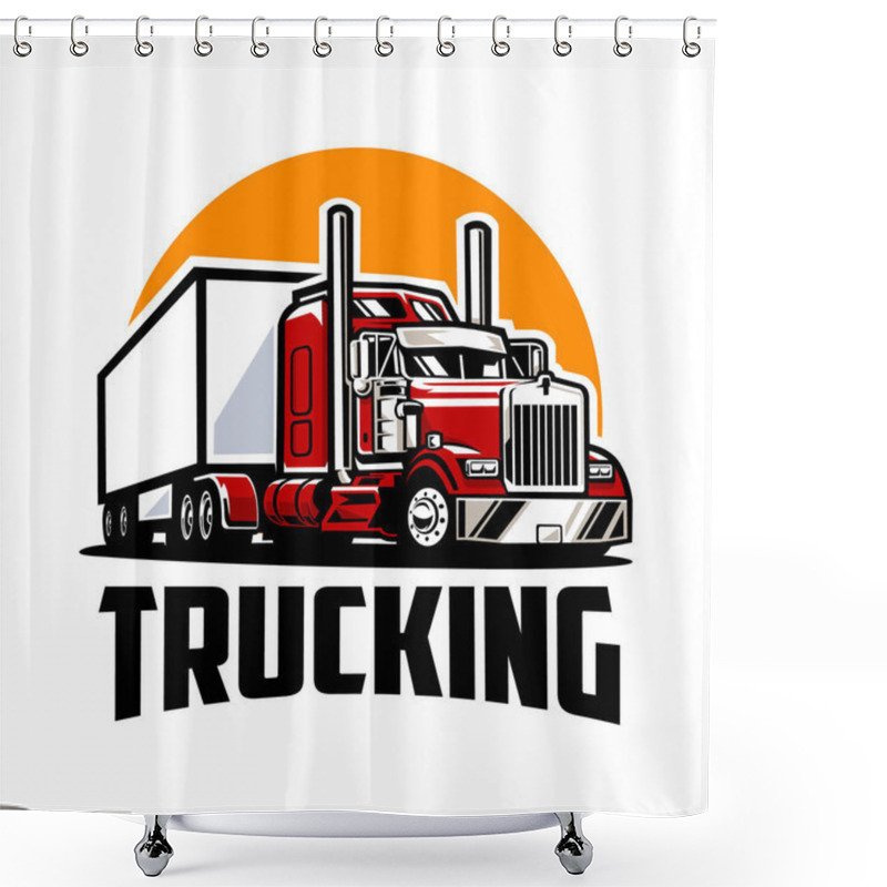 Personality  Trucking Freight 18 Wheeler Vector Illustration. Best For Tshirt Design Shower Curtains