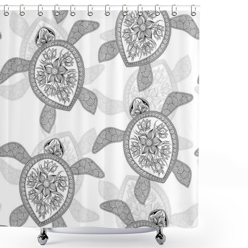 Personality  Seamless Pattern With Turtles.  Shower Curtains