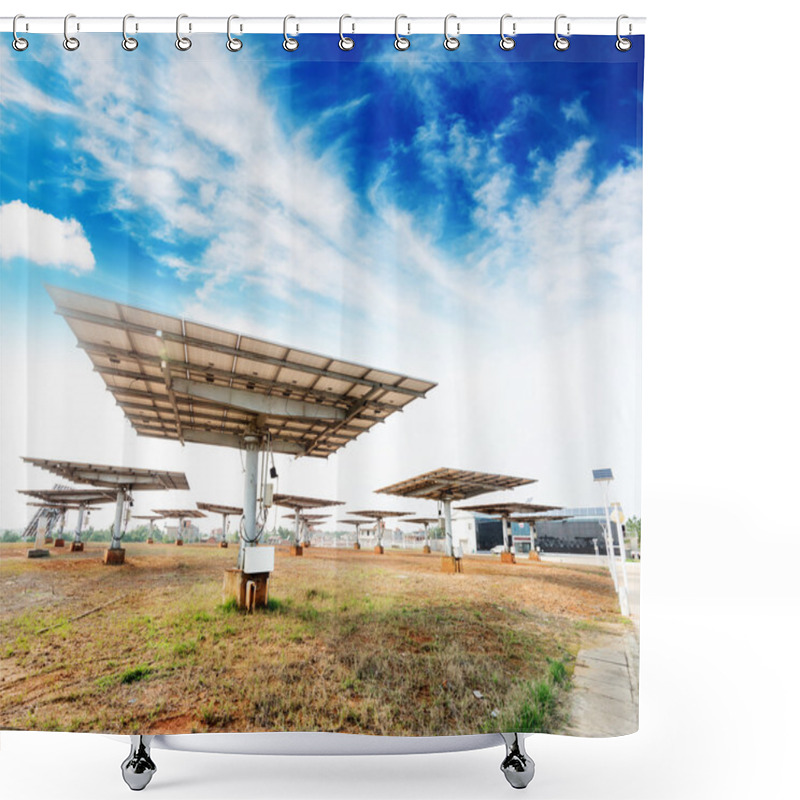 Personality  Solar Panels Against Blue Sky Shower Curtains