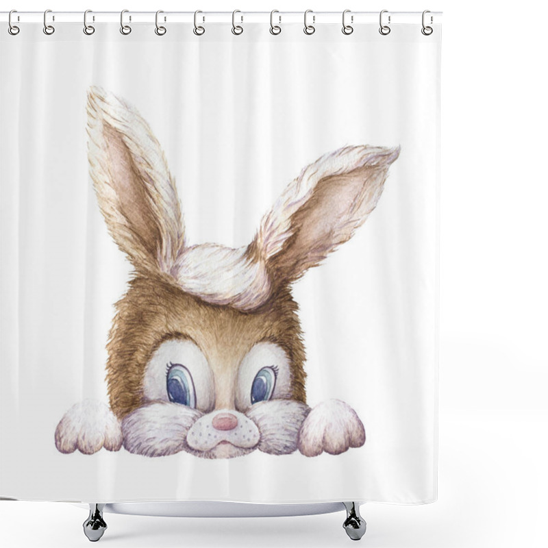 Personality  Cute Bunny. Kids Personage. Newborn Art Gift. Nursery Wall Art. White Background. Kids Illustrations. Print Quality. Shower Curtains