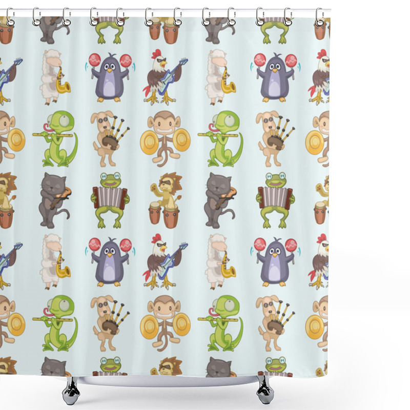 Personality  Seamless Animal Play Music Pattern Shower Curtains