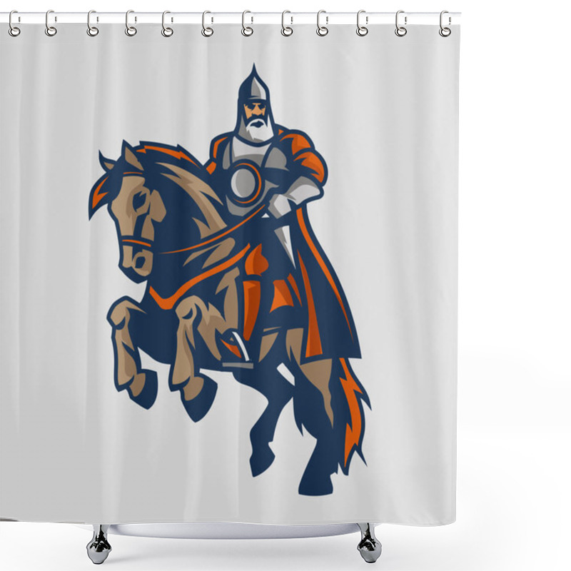 Personality  Russian Warrior On Horse Logo Shower Curtains