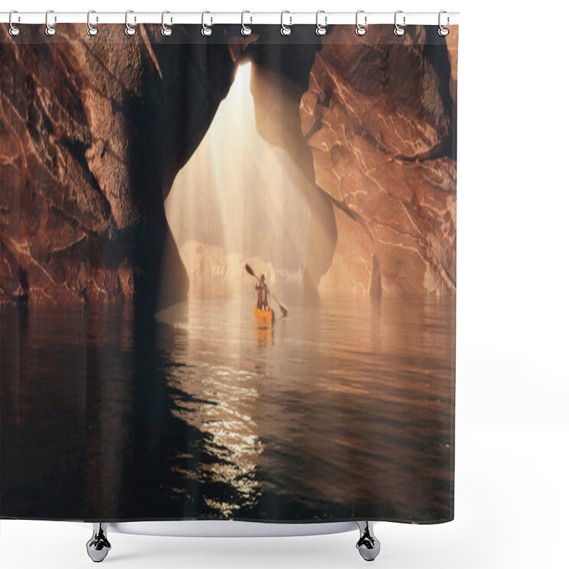 Personality  Kayaker  Floating To The Cave Shower Curtains