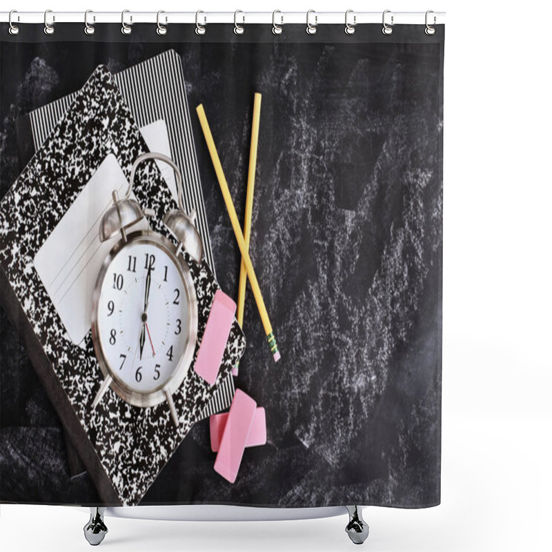 Personality  Back To School Supplies And Alarm Clock Shower Curtains