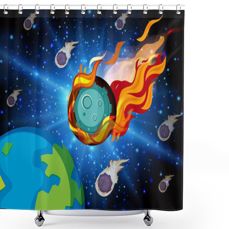 Personality  Background Scene With Many Comets Shooting On Earth Illustration Shower Curtains