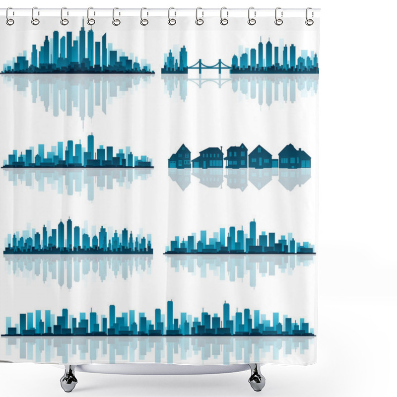 Personality  Set Of Detailed Cities Silhouette Shower Curtains