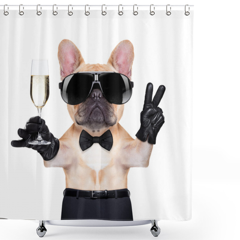 Personality  Cool Party Dog Shower Curtains