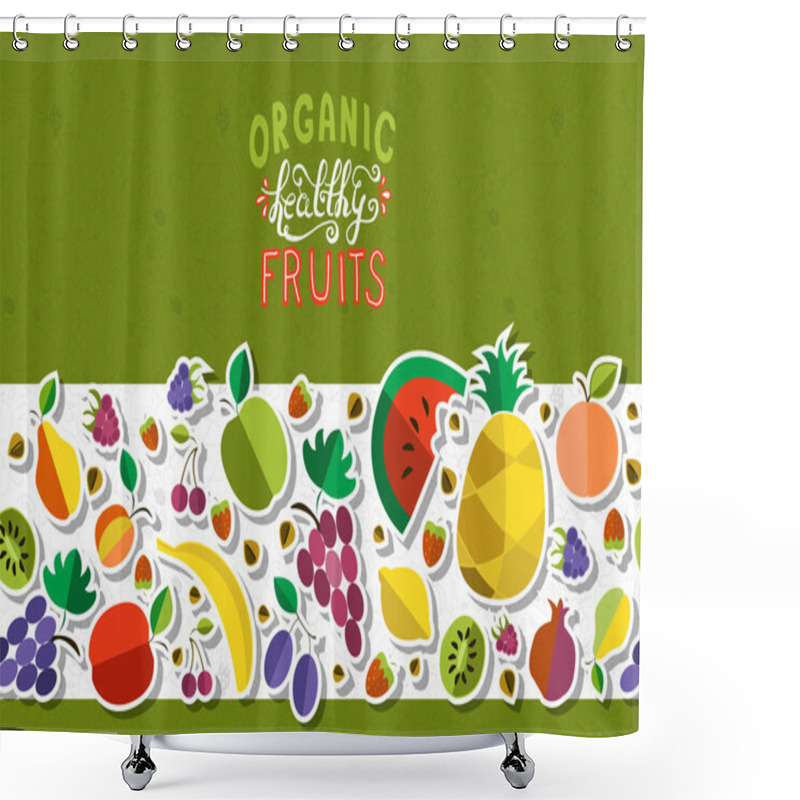 Personality  Organic Healthy Hand Sketched Fresh Fruit Banner Shower Curtains