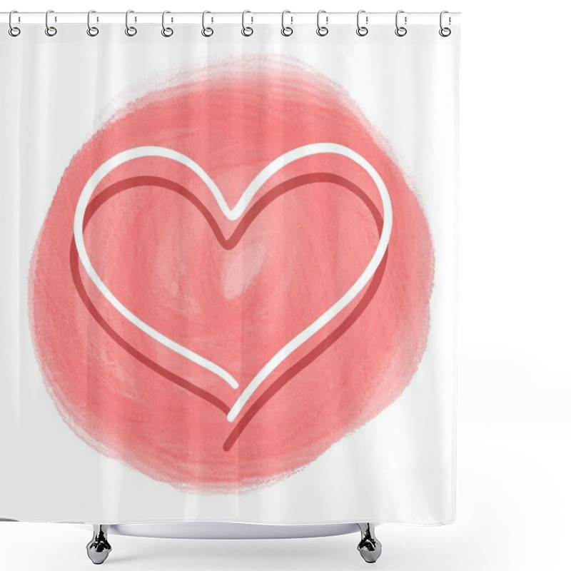 Personality  Stiker, Icon, Label Of Love, Heart One Line, Isolated Simple Drawing Shower Curtains