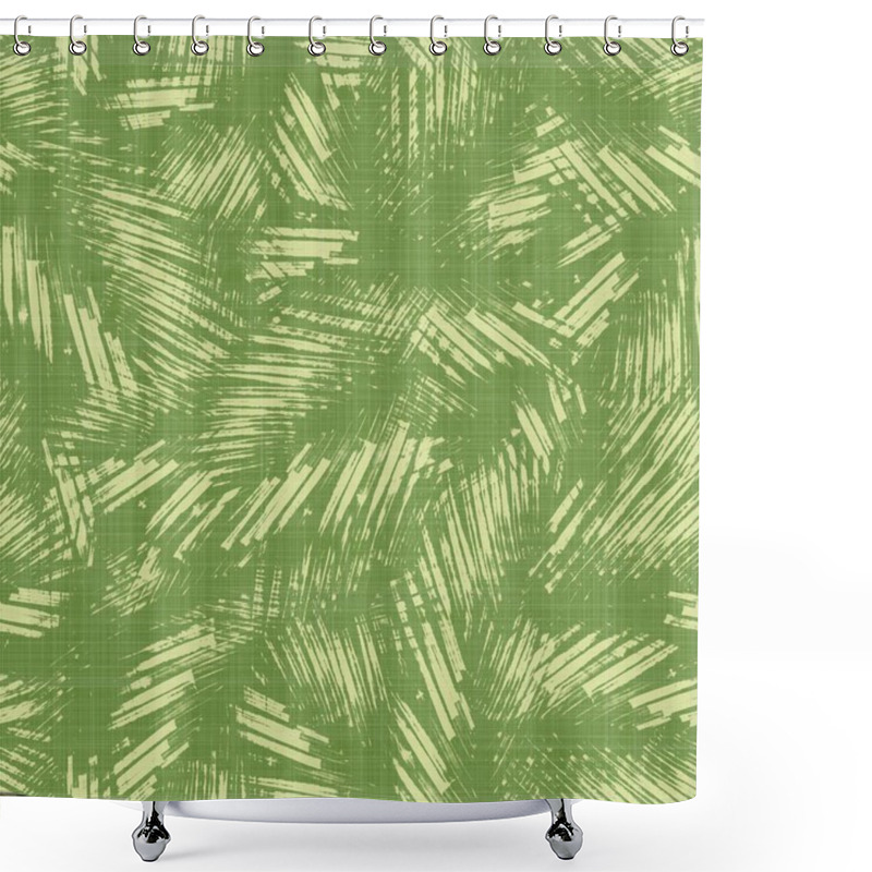 Personality  Bright Line Green Tropical Leaves Seamless Pattern Shower Curtains