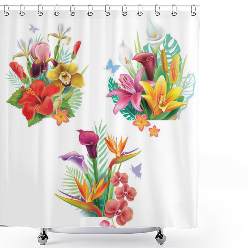 Personality  Arrangements From Tropical Flowers Shower Curtains