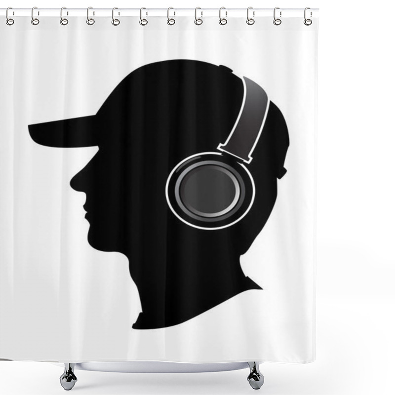 Personality  Man In Headphones  Shower Curtains