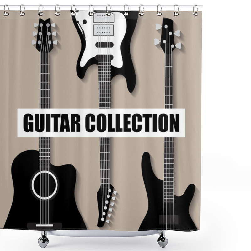 Personality  Vector Guitars Set Shower Curtains