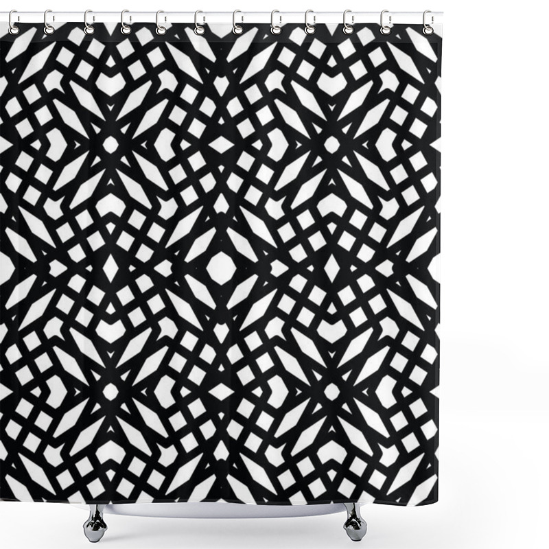 Personality  Monochrome Messy Seamless Pattern With Parallel Lines, Black And Shower Curtains