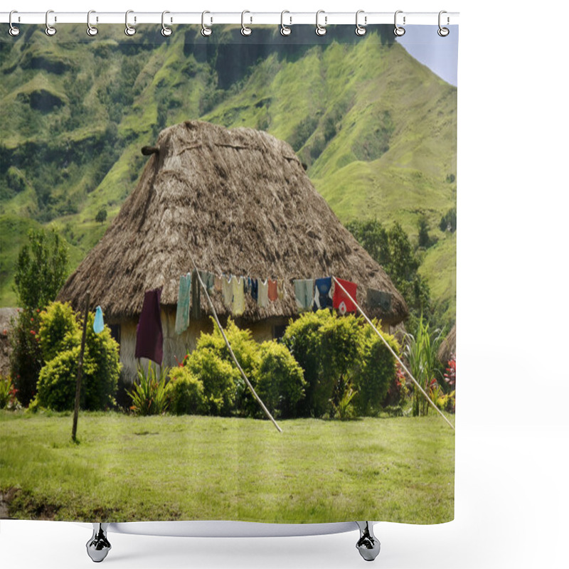 Personality  Traditional House Of Navala Village, Viti Levu, Fiji Shower Curtains