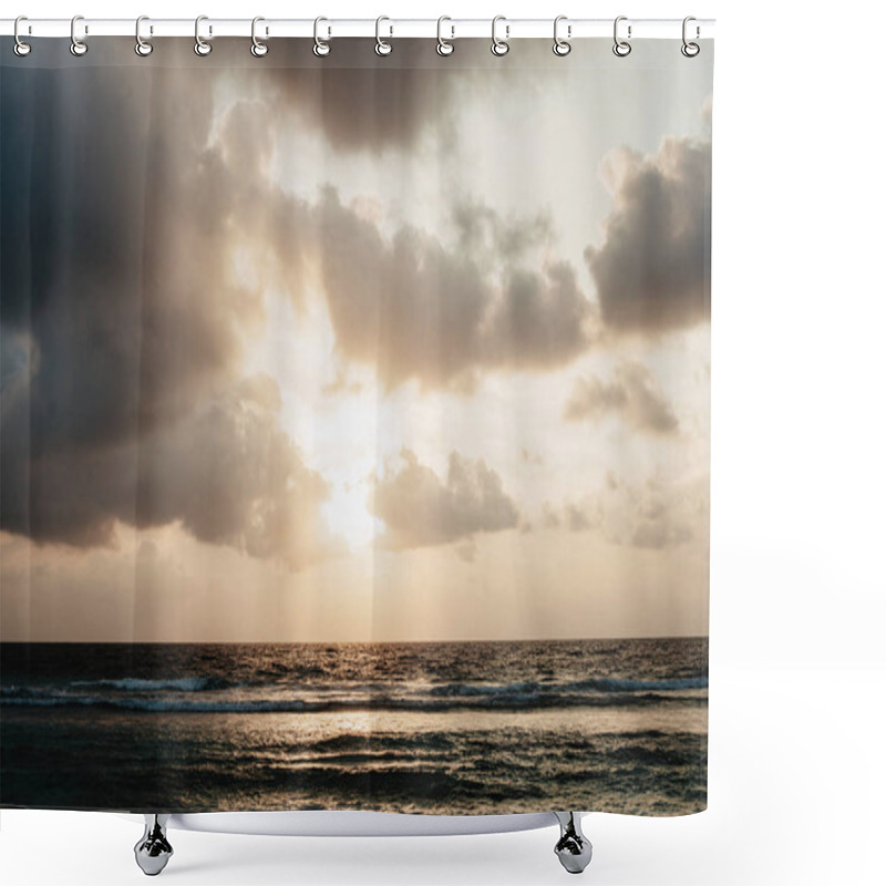 Personality  Seascape: Sunrise In The Ocean Shower Curtains