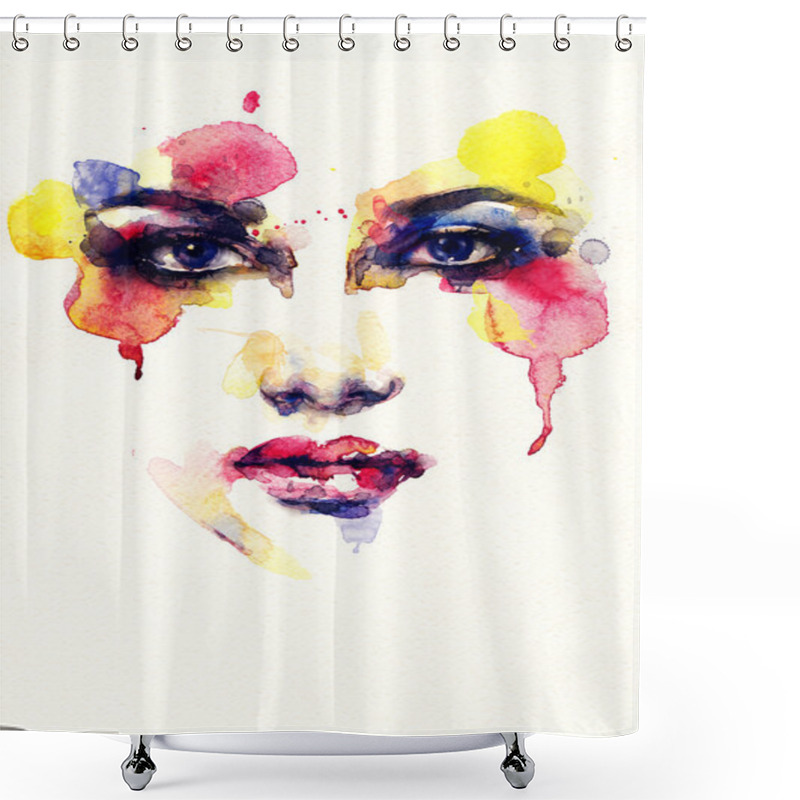 Personality  Abstract Fashion Image . Woman Face Shower Curtains