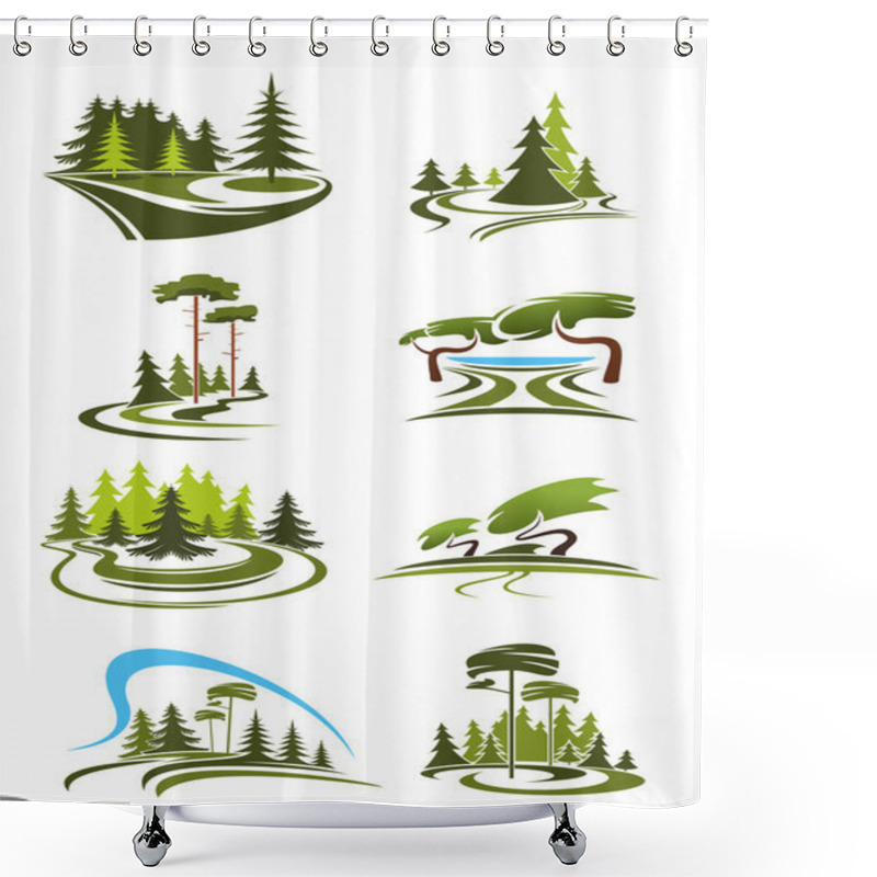 Personality  Park, Garden And Forest Landscape Icons Shower Curtains