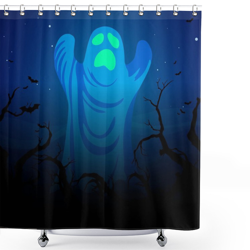 Personality  Vector Halloween Design With Ghost Shower Curtains