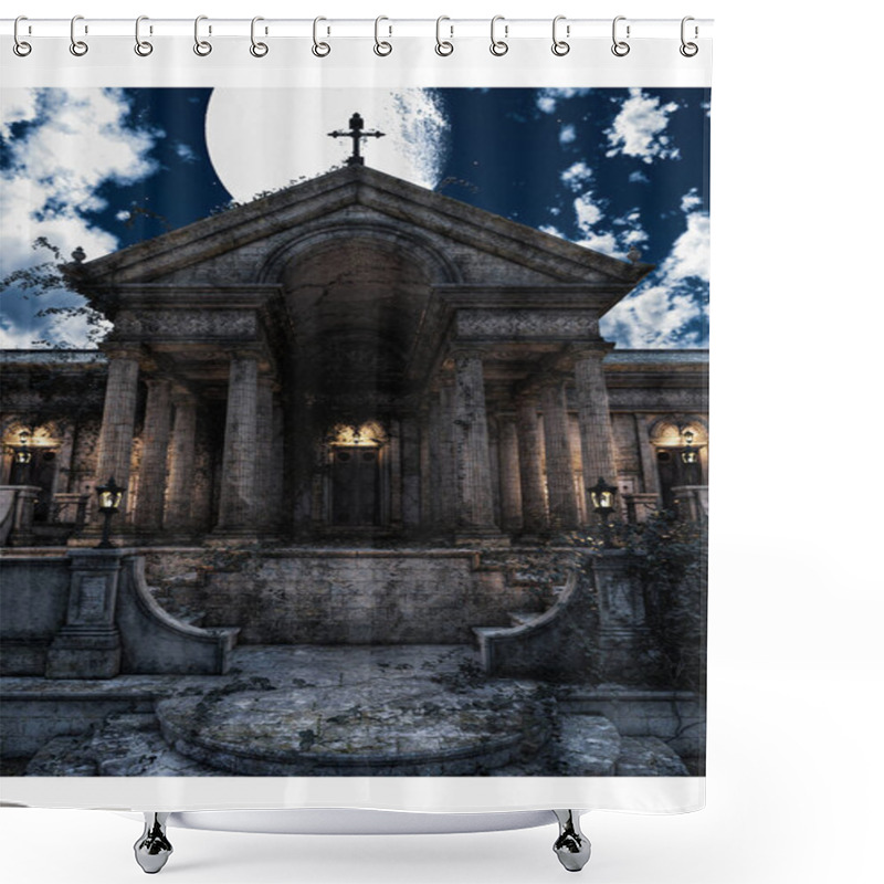 Personality  Fantasy Academy Gate Stone Wall, 3D Illustration, 3D Rendering Shower Curtains