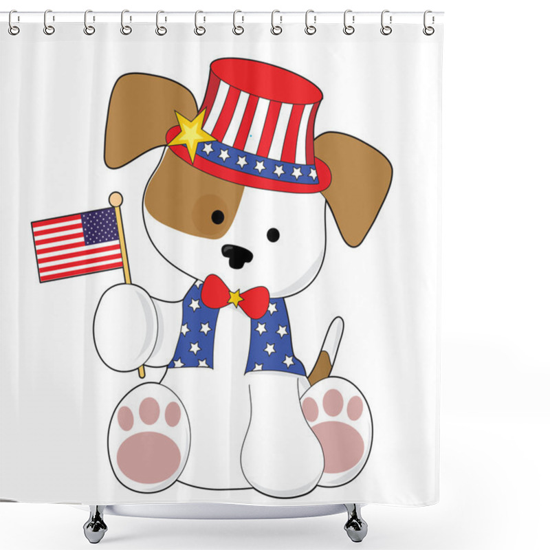 Personality  Cute Puppy Fourth Of July Shower Curtains