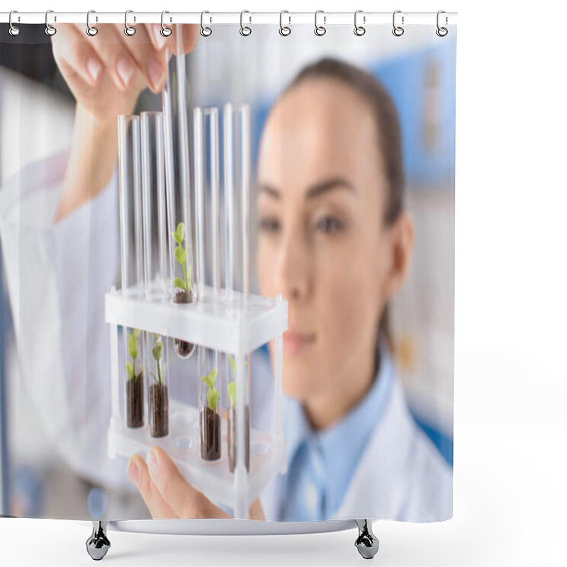 Personality  Scientist With Laboratory Tubes Shower Curtains