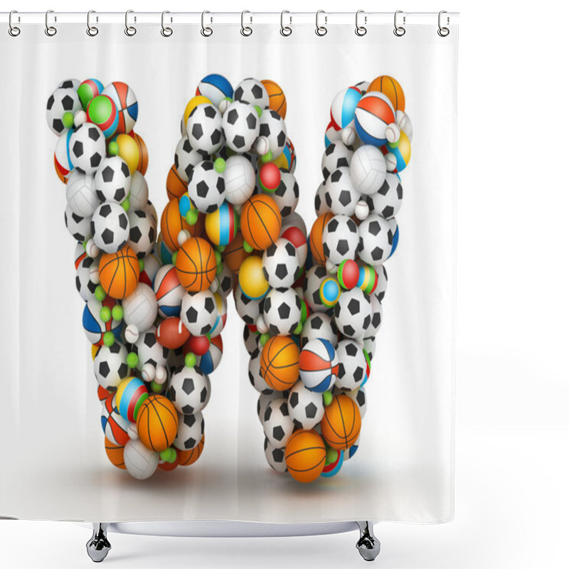 Personality  Letter W, Gaming Balls Alphabet Shower Curtains