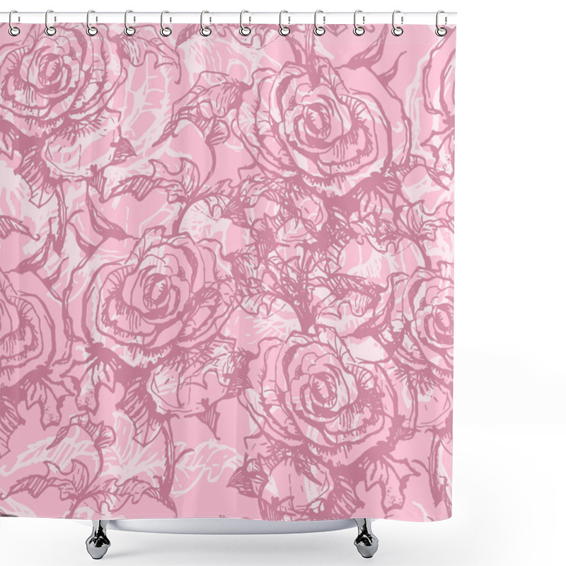 Personality  Tender Rose Seamless Pattern Shower Curtains