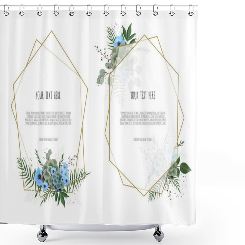 Personality  Set Botanic Card With Wild Flowers, Leaves. Spring Ornament Concept. Floral Poster, Invite. Shower Curtains