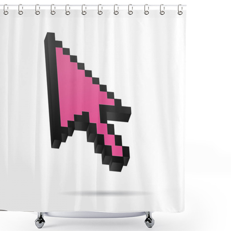 Personality  Purple Pixel 3D Vector Mouse Cursor Shower Curtains