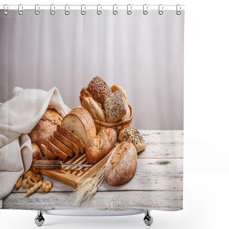 Personality  Mix Of Bread Shower Curtains