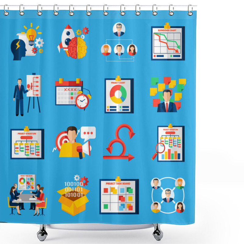 Personality  Scrum Agile Development Flat Icons Set Shower Curtains