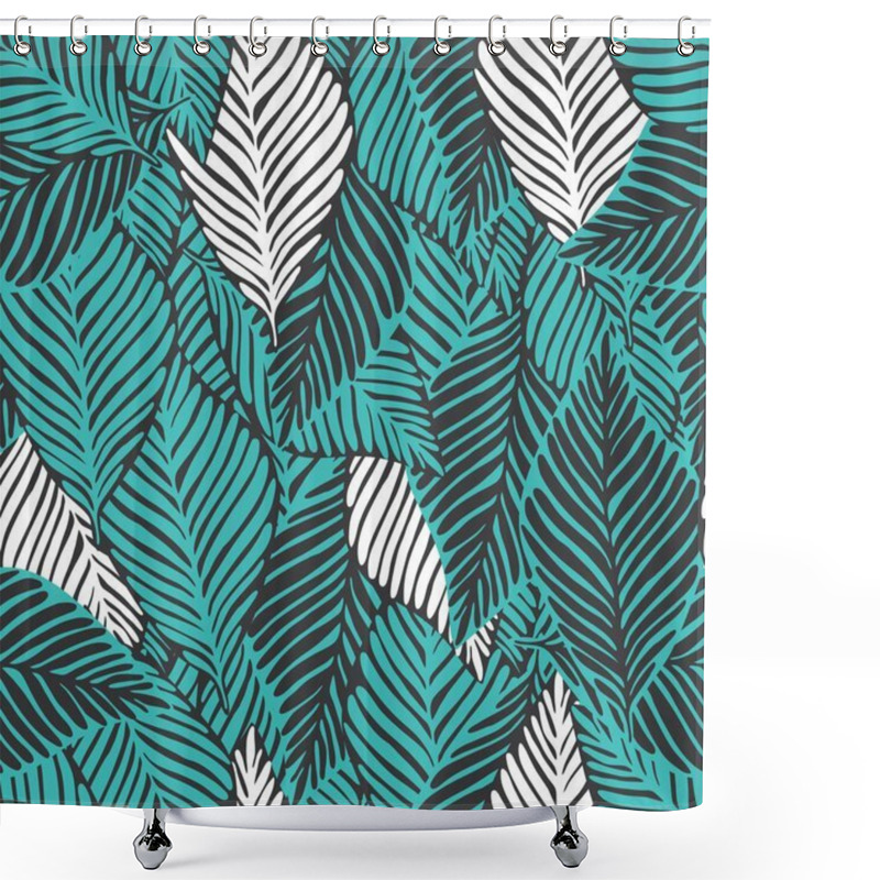 Personality  Abstract Jungle Seamless Pattern. Exotic Plant. Tropical Print, Shower Curtains