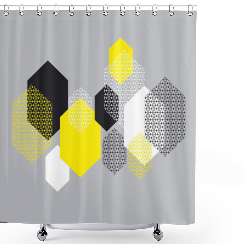 Personality  Simple Geometry Pattern With Line Mash.  Grid Style Hexagone Motif For Surface Design For Print And Web. Modern Geometry Tech Vector Illustration For Header, Card, Invitation.  Shower Curtains